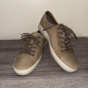 ECCO Mens Navajo Brown Gray Soft Leather‎ Sneakers Size 10